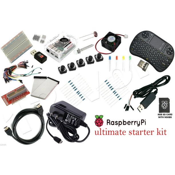 Breadboard 12voltnet Raspberry Pi 3+ Ultimate Starter Kit AC HDMI kit only SD Card
